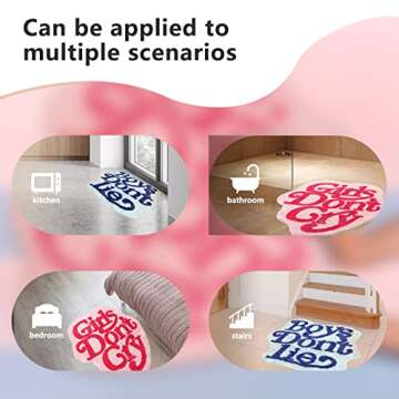 Kaupuar Girls Don't Cry Bathroom Rugs Mat Shaggy Large Non-Slip Bath Cute Bathmat Bathtub Microfiber Absorbent Shower Rug Floor for Bedroom, Shower, Living Room, 36x39in (Pink) (AL2-0023-Pink)