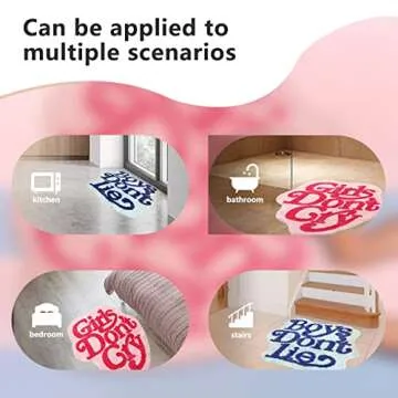 Kaupuar Girls Don't Cry Bathroom Rugs Mat Shaggy Large Non-Slip Bath Cute Bathmat Bathtub Microfiber Absorbent Shower Rug Floor for Bedroom, Shower, Living Room, 36x39in (Pink) (AL2-0023-Pink)