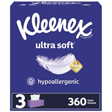 Kleenex Ultra Soft Facial Tissues - 360 Tissues, 3-Ply, Hypoallergenic