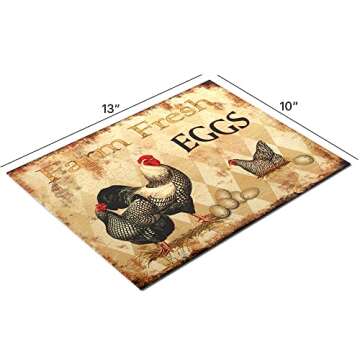 Barnyard Designs Retro Vintage Metal Tin Bar Sign, Decorative Wall Art Signage, Primitive Farmhouse Country Kitchen Home Décor (Fresh Eggs 2)