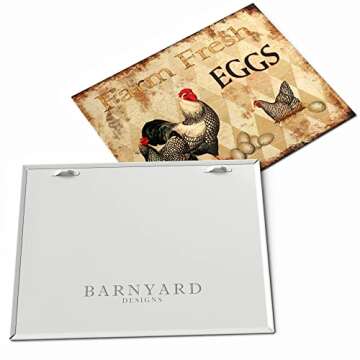 Barnyard Designs Retro Vintage Metal Tin Bar Sign, Decorative Wall Art Signage, Primitive Farmhouse Country Kitchen Home Décor (Fresh Eggs 2)