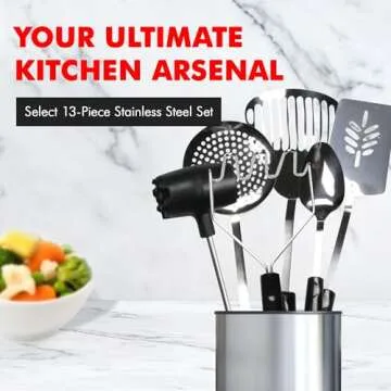 Chef Craft Select Kitchen Tool and Utensil Set - 13 Piece, Stainless Steel/Black