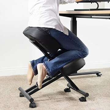 Ergonomic Kneeling Chair, Adjustable Stool for Home and Office - Improve Your Posture with an Angled...