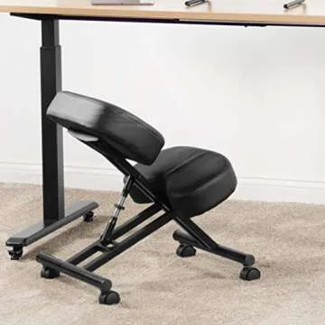 Ergonomic Kneeling Chair, Adjustable Stool for Home and Office - Improve Your Posture with an Angled Seat - Thick Comfortable Moulded Foam Cushions - Brake Casters