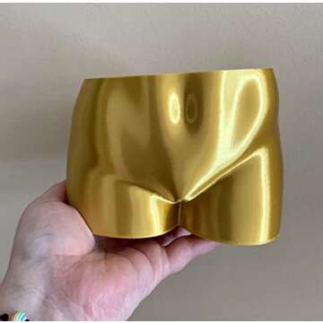 Large 3D Printed Gold Butt Booty Bum Planter with Drainage Holes - Body Parts Pot - Gardening, Plants, Succulents, Houseplant Pot