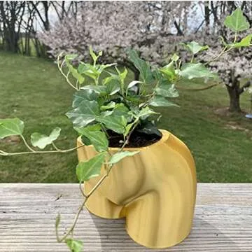 Large 3D Printed Gold Butt Booty Bum Planter with Drainage Holes - Body Parts Pot - Gardening, Plants, Succulents, Houseplant Pot