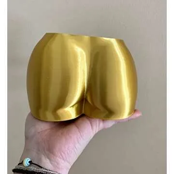 Large 3D Printed Gold Butt Booty Bum Planter with Drainage Holes - Body Parts Pot - Gardening, Plants, Succulents, Houseplant Pot
