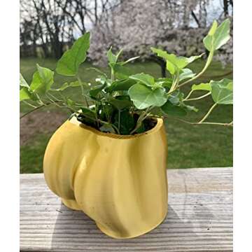 Large 3D Printed Gold Butt Booty Bum Planter with Drainage Holes - Body Parts Pot - Gardening, Plants, Succulents, Houseplant Pot
