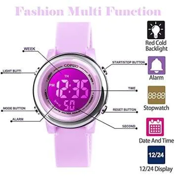 cofuo Kids Digital Sport Waterproof Watch for Girls Boys, Kid Sports Outdoor LED Electrical Watches with Luminous Alarm Stopwatch Child Wristwatch 3-12 Years