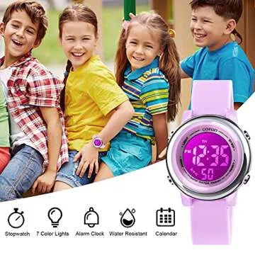 cofuo Kids Digital Sport Waterproof Watch for Girls Boys, Kid Sports Outdoor LED Electrical Watches with Luminous Alarm Stopwatch Child Wristwatch 3-12 Years