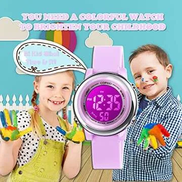 cofuo Kids Digital Sport Waterproof Watch for Girls Boys, Kid Sports Outdoor LED Electrical Watches with Luminous Alarm Stopwatch Child Wristwatch 3-12 Years