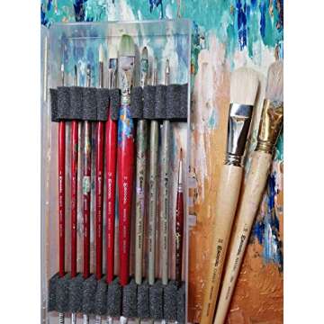 ArtBin KW903 Brush Box with Foam Inserts, Fine Art Portable Paint Brush Organizer, Plastic, Clear, 1...