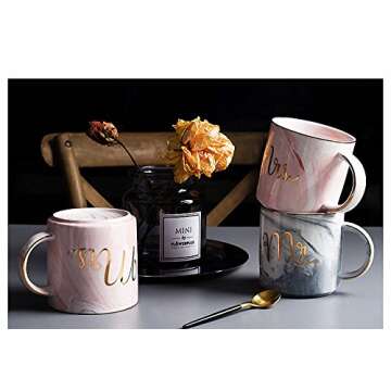 Vilight Unique Wedding and Engagement Gifts for The Couple - Mr and Mrs Mugs Bridal Shower and Housewarming Gifts for Newlywed - Marble Coffee Cups Set