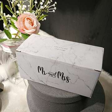 Vilight Unique Wedding and Engagement Gifts for The Couple - Mr and Mrs Mugs Bridal Shower and Housewarming Gifts for Newlywed - Marble Coffee Cups Set