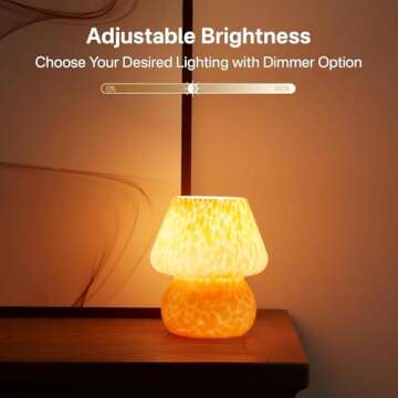 Dawnwake Mushroom Lamp Small Lamp, Table Bedside Nightstand Lamp for Bedroom, Cute Mini Modern Lamp Dimmable, Unique Aesthetic Home Decor for Living Room Girl Gifts, Ceramic Glass Lamp(Flame Orange)