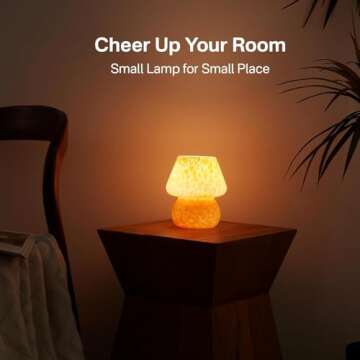 Dawnwake Mushroom Lamp Small Lamp, Table Bedside Nightstand Lamp for Bedroom, Cute Mini Modern Lamp Dimmable, Unique Aesthetic Home Decor for Living Room Girl Gifts, Ceramic Glass Lamp(Flame Orange)