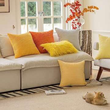 Home Brilliant Pillow Covers 16x16 Sofa Couch Pillow Covers Decorative Accent Pillowcases for Bedroom, 40x40 cm, Sunflower Mustard Yellow