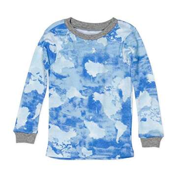 HonestBaby 2-Piece Pajamas Sleepwear PJs 100% Organic Cotton for Baby, Toddler, Kids, Boy, Watercolor World, 5T