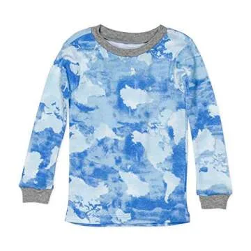 HonestBaby 2-Piece Pajamas Sleepwear PJs 100% Organic Cotton for Baby, Toddler, Kids, Boy, Watercolor World, 5T