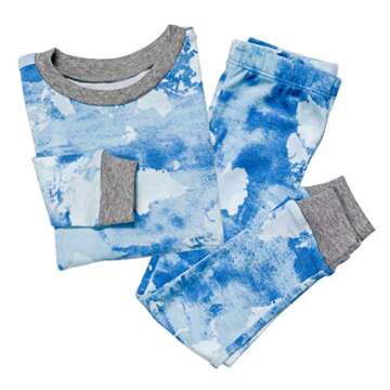 HonestBaby 2-Piece Pajamas Sleepwear PJs 100% Organic Cotton for Baby, Toddler, Kids, Boy, Watercolor World, 5T