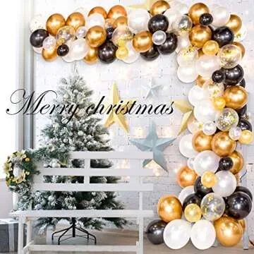 Whaline Black and Gold Balloon Garland Kit for Parties