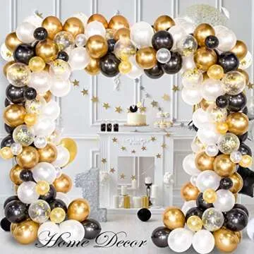 Whaline Black and Gold Balloon Garland Kit for Parties