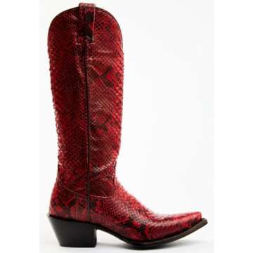 Idyllwind Women's Slay Exotic Python Western Boot Snip Toe Red 9 M US