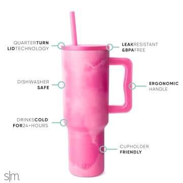 Simple Modern 40 oz Tumbler with Handle and Straw Lid | Insulated Reusable Stainless Steel Water Bot...