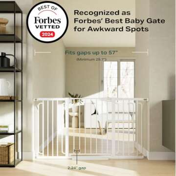 Cumbor 29.7-57" Extra Wide Baby Gate for Stairs, Mom's Choice Awards Winner-Dog Gate for Doorways, P...
