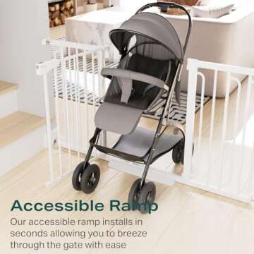 Cumbor 29.7-57" Extra Wide Baby Gate for Stairs, Mom's Choice Awards Winner-Dog Gate for Doorways, Pressure Mounted Walk Through Safety Child Gate for Kids Toddler, Tall Pet Puppy Fence Gate, White