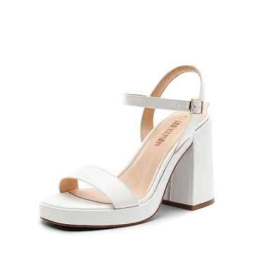 DREAM PAIRS Heels for Women Block Chunky Platform High Heels Open Toe Giselle Fashion Wedding Party ...