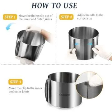 CALIFORNIA CADE ELECTRONIC Cake Mold-Cake Ring-Adjustable Round Stainless Steel 6 to 12 Inch Cake Mold - Cake Baking Supplies