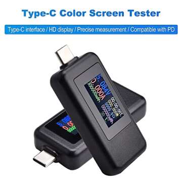 diymore Type C USB Tester Color Screen LCD Digital Multimeter, USB C Voltage Current Voltmeter Amp V...