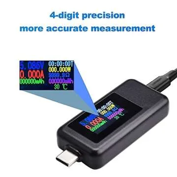 diymore Type C USB Tester Color Screen LCD Digital Multimeter, USB C Voltage Current Voltmeter Amp Volt Ammeter Detector USB Cable Charger Indicator DC 4-30V/0-5A