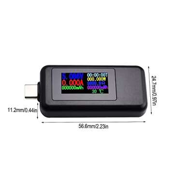 diymore Type C USB Tester Color Screen LCD Digital Multimeter, USB C Voltage Current Voltmeter Amp Volt Ammeter Detector USB Cable Charger Indicator DC 4-30V/0-5A