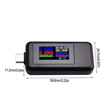diymore Type C USB Tester Color Screen LCD Digital Multimeter, USB C Voltage Current Voltmeter Amp Volt Ammeter Detector USB Cable Charger Indicator DC 4-30V/0-5A