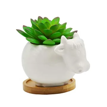 Cartoon Cow Succulent Pot Decorative Desk Accessory