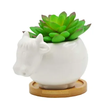 Cartoon Cow Succulent Pot Decorative Desk Accessory