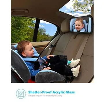 Baby & Mom Rear View Baby Car Seat Mirror - Wide Convex Shatterproof Glass - Fully Assembled - Car Mirriors Baby - car sear mirror - baby girl mirror car - back mirror baby car seat