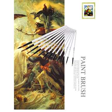 Round Watercolor Detail Paint Brushes Nylon Hair 12pcs for Watercolors,Acrylics,Inks,Gouache,Oil and Tempera(12pcs Pearl White Short Wooden Paint Brush Set)