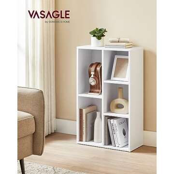 VASAGLE Bookcase, Bookshelf with 5 Compartments, Freestanding Shelves and Cube Organizer, Display Sh...