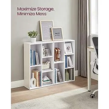 VASAGLE Bookcase, Bookshelf with 5 Compartments, Freestanding Shelves and Cube Organizer, Display Shelf for Small Spaces, for Living Room, Bedroom, and Home Office, White ULBC25WT