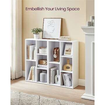 VASAGLE Bookcase, Bookshelf with 5 Compartments, Freestanding Shelves and Cube Organizer, Display Shelf for Small Spaces, for Living Room, Bedroom, and Home Office, White ULBC25WT