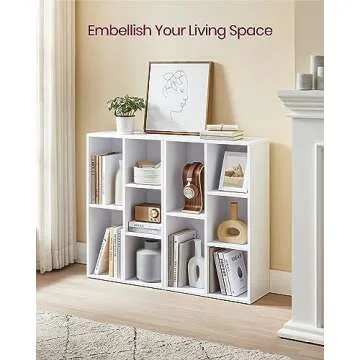 VASAGLE Bookcase, Bookshelf with 5 Compartments, Freestanding Shelves and Cube Organizer, Display Shelf for Small Spaces, for Living Room, Bedroom, and Home Office, White ULBC25WT