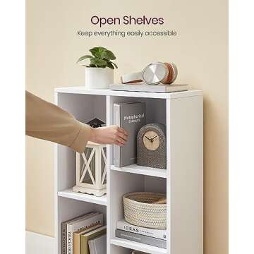 VASAGLE Bookcase, Bookshelf with 5 Compartments, Freestanding Shelves and Cube Organizer, Display Shelf for Small Spaces, for Living Room, Bedroom, and Home Office, White ULBC25WT