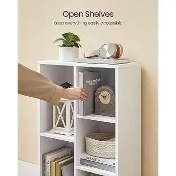 VASAGLE Bookcase, Bookshelf with 5 Compartments, Freestanding Shelves and Cube Organizer, Display Shelf for Small Spaces, for Living Room, Bedroom, and Home Office, White ULBC25WT
