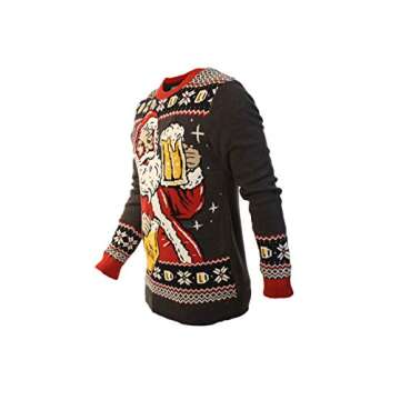 Ugly Christmas Party Sweater Unisex Santa's Winter Ale Beer Drinking- XL Winter Ale Black
