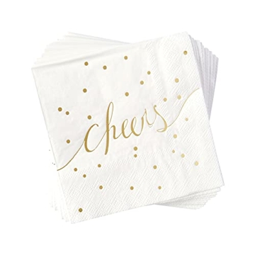 Elegant White and Gold Cocktail Napkins for Events