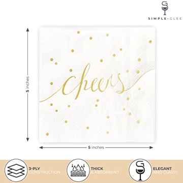 Elegant White and Gold Cocktail Napkins for Events