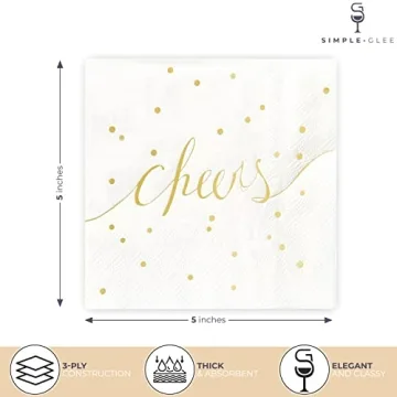 Elegant White and Gold Cocktail Napkins for Events